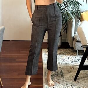 Khaite Plaid Pull on Wool Ankle Pants size 4 gray brown black